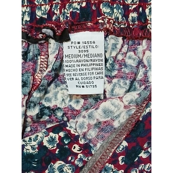 Vintage Sag Harbor Floral Maxi Skirt Burgundy Green Button Western Indie Medium - Picture 4 of 7